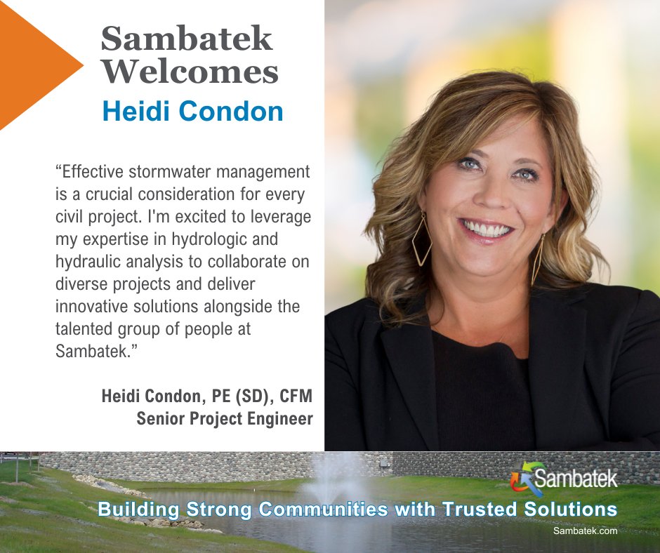 Sambatek Welcomes Heidi Condon, PE, CFM, as a Senior Project Engineer for the Water Resources Practice Group